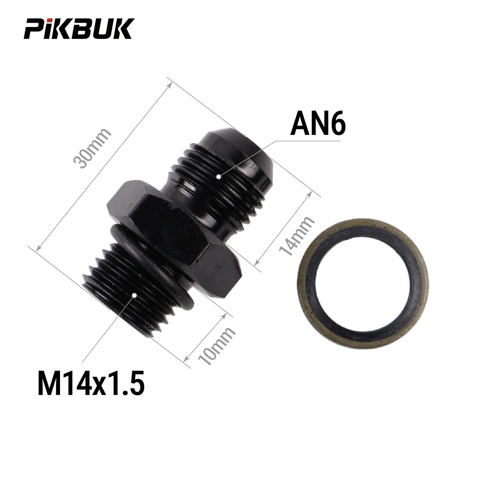PIKBUK Aluminium AN6 AN8 AN10 AN12 auf M10/12/14/16/18/20/22x1.5 Adapter Flare-Fitting Auto-Schlauchanschluss Stecker Ölkühler-Anschluss