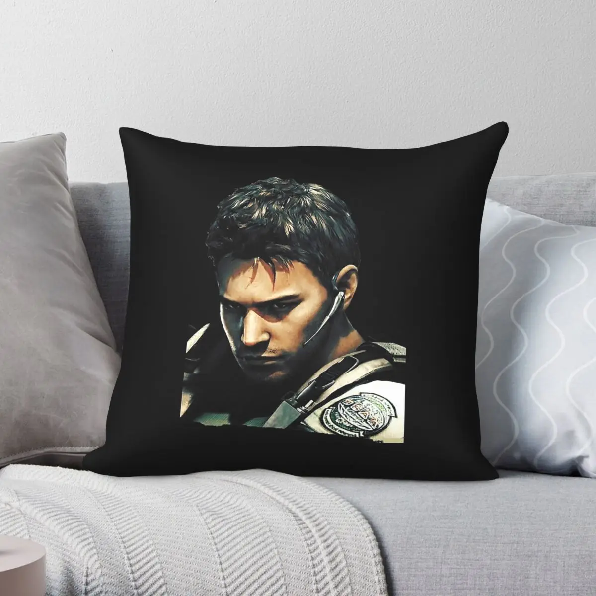 Chris Redfield Square Pillowcase Polyester Linen Velvet Printed Zip Decorative Throw Pillow Case Sofa Seater Cushion Cover