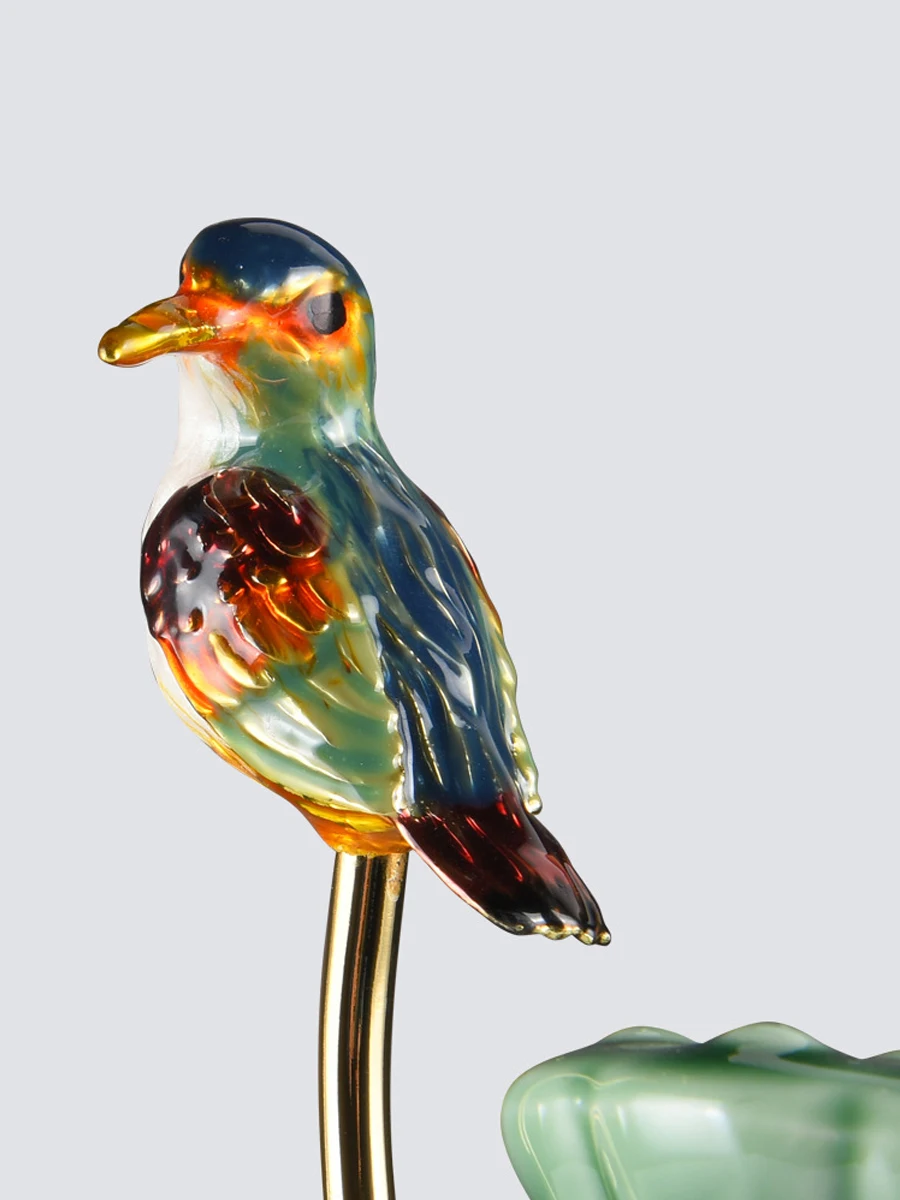 Enamel Kingfisher Dekorasi Lotus gaya Tiongkok baru ruang tamu ruang masuk ruang teh