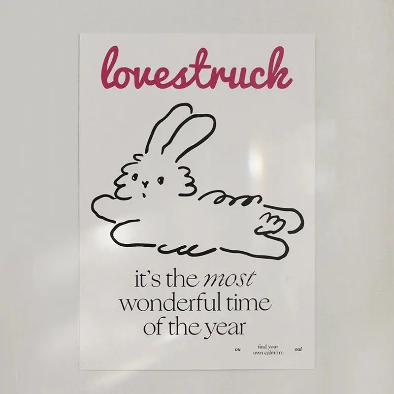 VIKAMA Minimal Bunny Print Wall Tapestry Cute Letter Wall Hanging Simple Line Art Aesthetic Dorm Bedroom Home Wall Decor