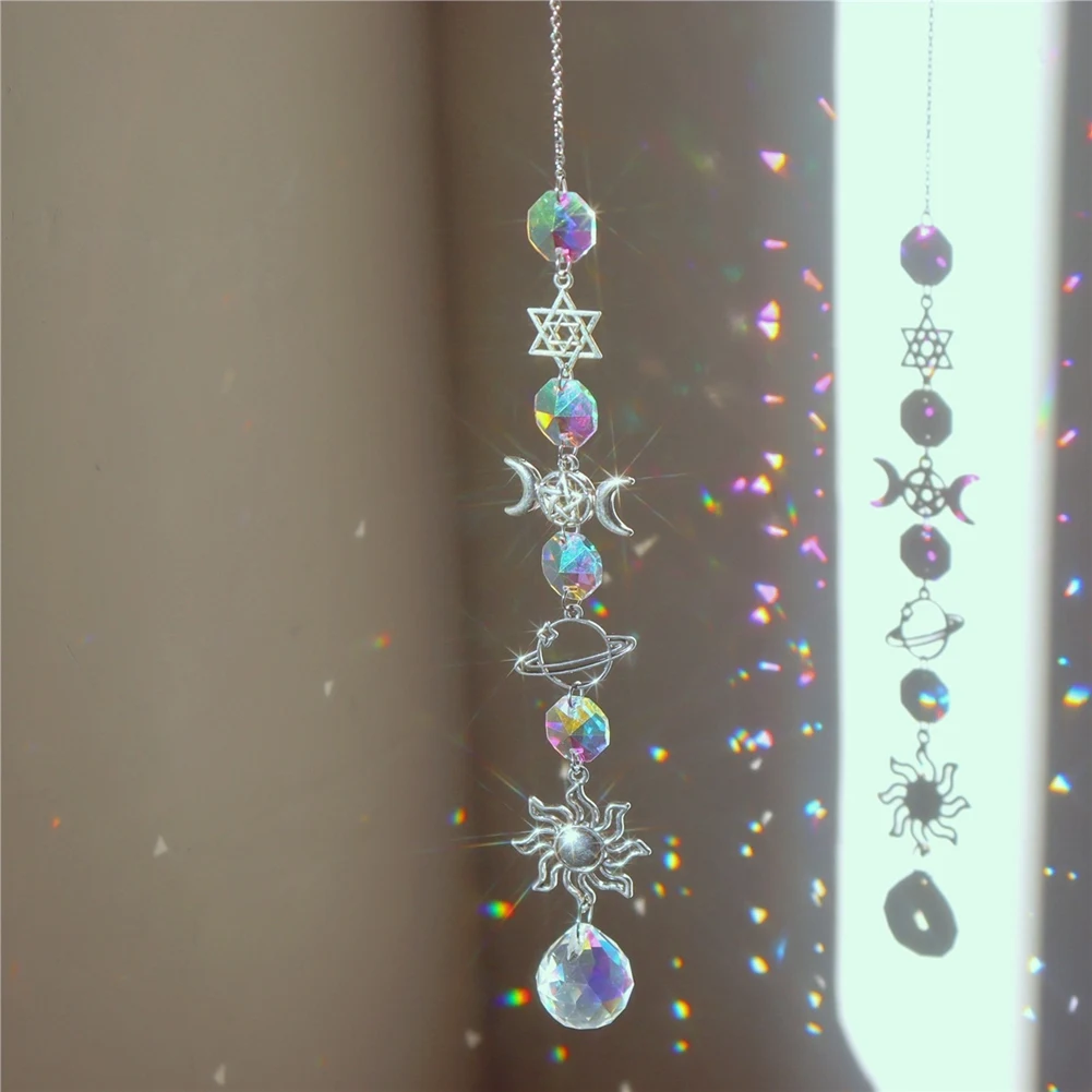 Crystal Wind Chime Sun Catcher Diamond Prisms Pendant Rainbow Chaser Hanging Drop Home Garden Decor 1 Piece A