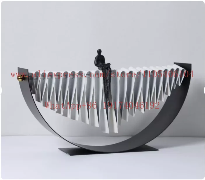 Nordic light luxury metal creative characters lonely little black porch TV cabinet ornament