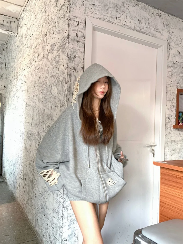 Nofat Spicy Girl Lazy Rebel Heavyweight Loose Cardigan Sweatshirt Set Women's Wrap Hip Skirt Two-Piece Set Casual Fashion