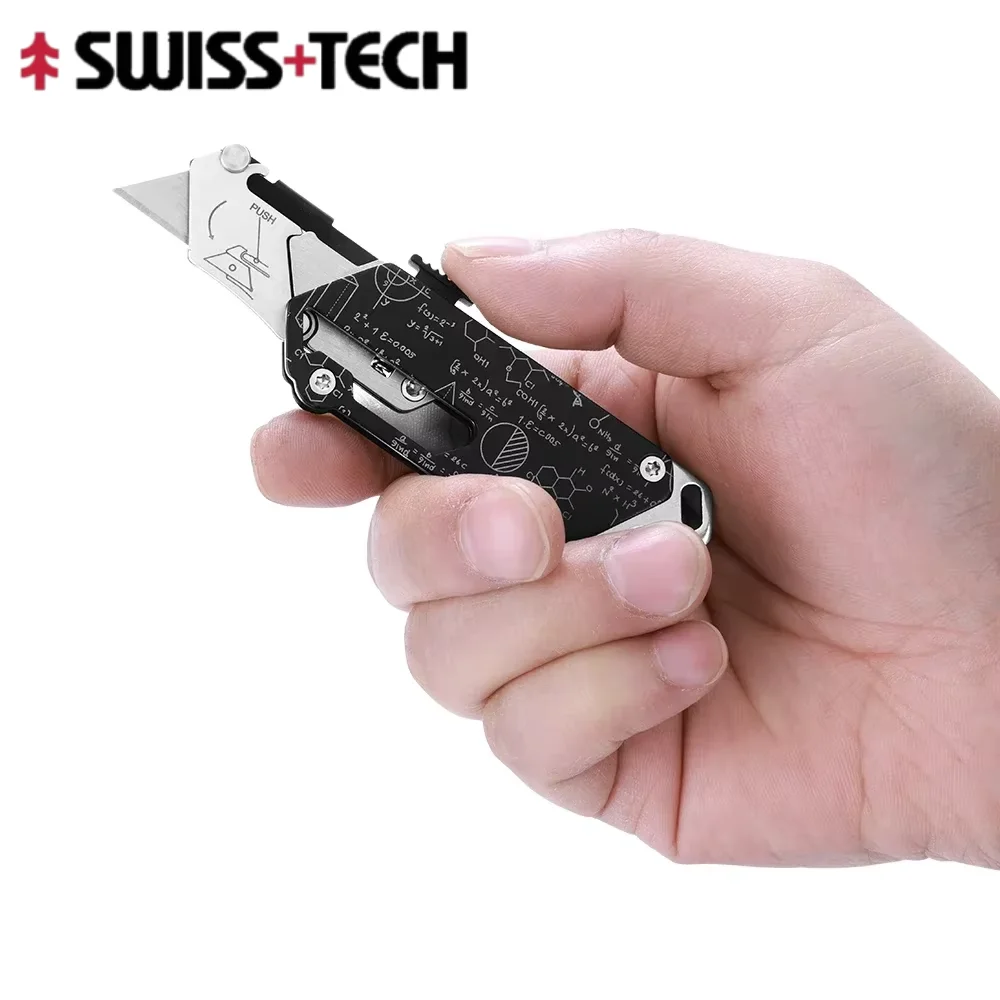 Swiss Tech Pocket Utility Knife Multitool 2 In 1 Unpacking Knife Cutter Box Opener Paper Cutting EDC Multi Functional Tool
