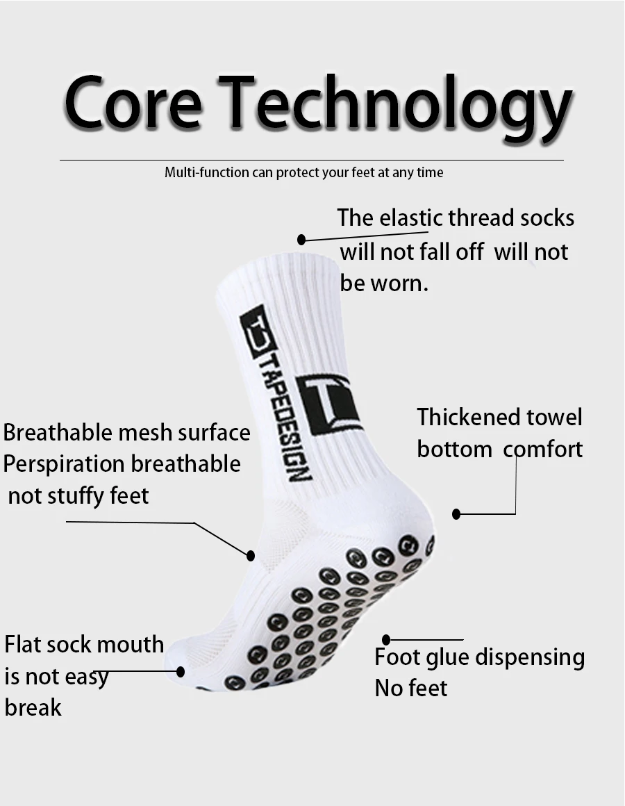 5-teiliges Set, rutschfeste Fußballsocken, Fitness-Socken, bequem, langlebig, Outdoor-Sport, Bandage, Balltasche, Socken, Schienbeinschoner – Detail 4