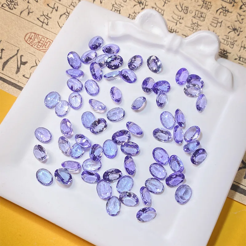 Wholesale 5pcs Natural Blue Tanzanite Bead 3x4mm 3x5mm 4x6mm 5x7mm Oval brilliant-Cut Semi-Precious Gemstone Jewelry Cabochon