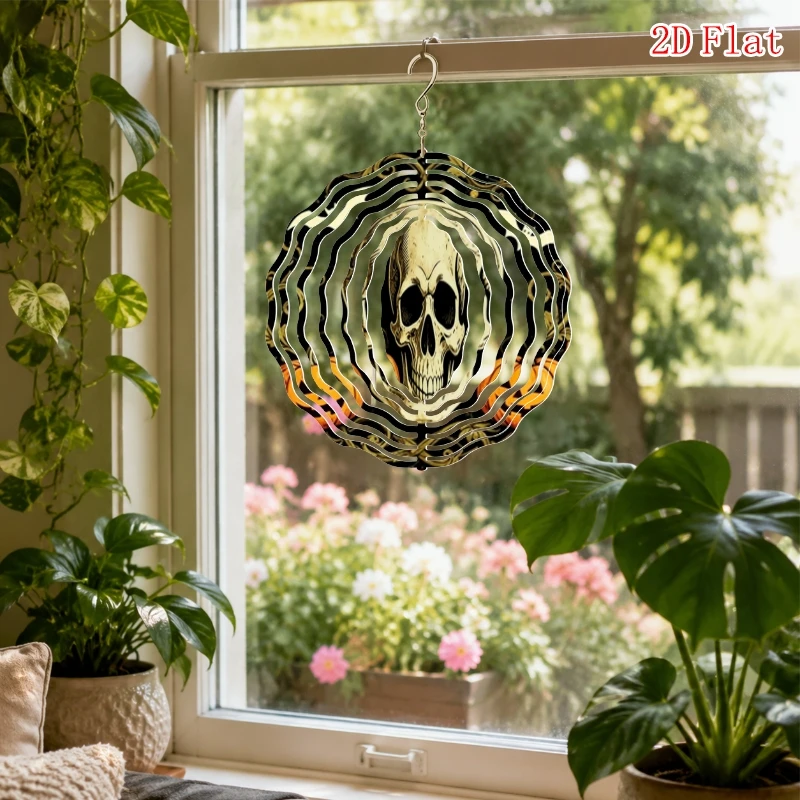 CIFBUY Pumpkin Skull Wind Chime 360 Rotating Hook Battery Free 2D Flat Printed DIY Creative Patio Garden Home Decoration