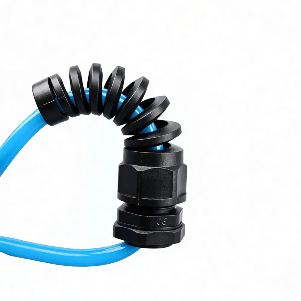 Flexible Nylon Cable Gland Connector Anti Bending Spiral Joint For Industrial Robotics Panel Instrumentation Wire Protection