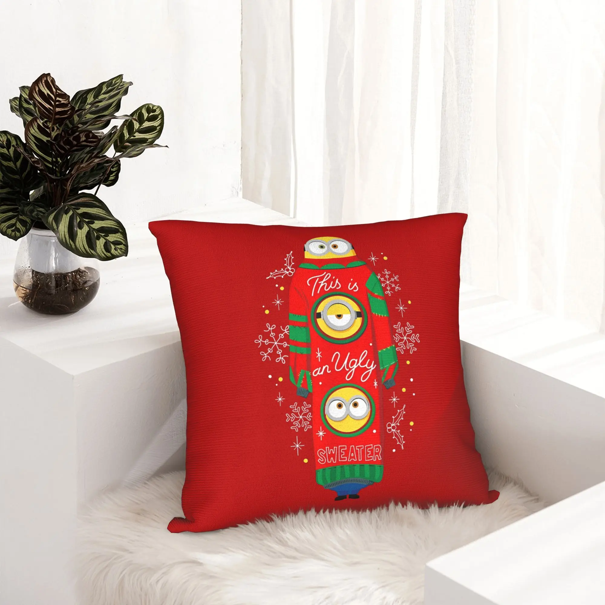 Cartoon M-Minions Christmas Pillowcase Soft Polyester Cushion Cover Gift  Throw Pillow Case Cover Home Zippered 40*40cm