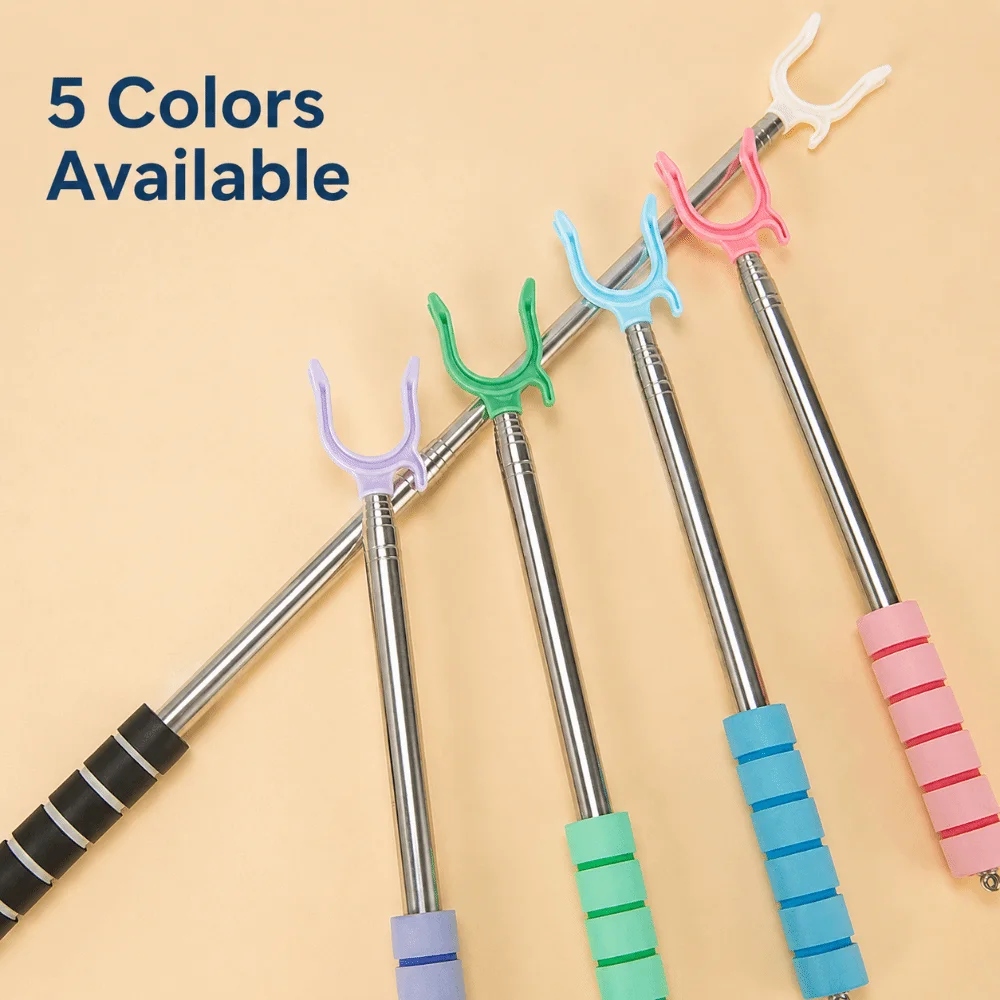 Stainless Steel Clothes Pole Portable with Anti-Slip Handle Retractable Clothes Fork Multi-Color Clothes Hanging Rod Balcony