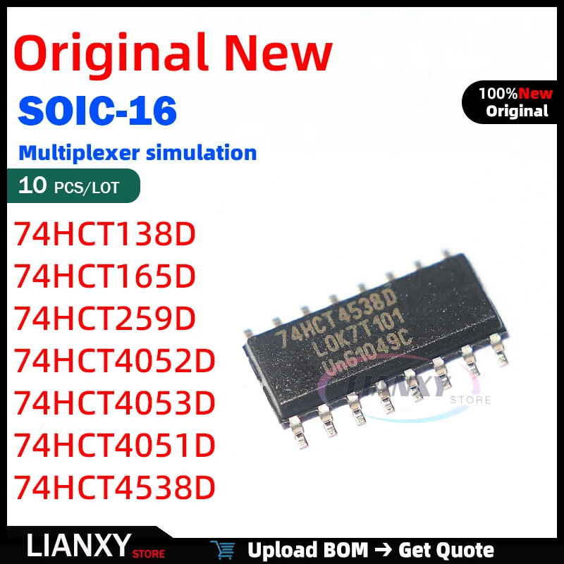 10pcs SOIC-16 HEF4538BT 74HCT138D HEF4528BT 74HCT165D 74HCT259D 74HCT4052D 74HCT4053D 74HCT4051D 74HCT4538D CD14538BM96 New