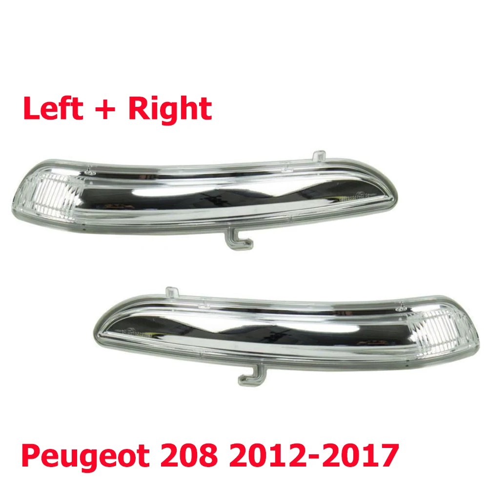 

1pair Car Wing Door Mirror Indicator Clear Two Sides ABS Plastic For Peugeot 208 2012-2017 OEM1607512680 Car Accessories