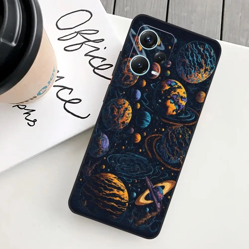 Solar system planets Phone Case For Redmi Note 13 Pro Plus 12 11 A3X A1 A2 13C 12C Black Cases