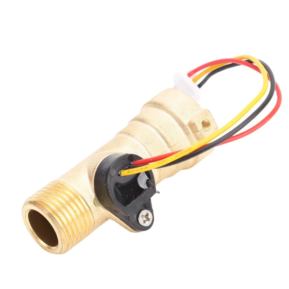 Brass Water Flow Sensor Replacement Part High Accuracy Brass Flow Meter Durable Gold RV Water Flow Sensor for Girard GSWH-2