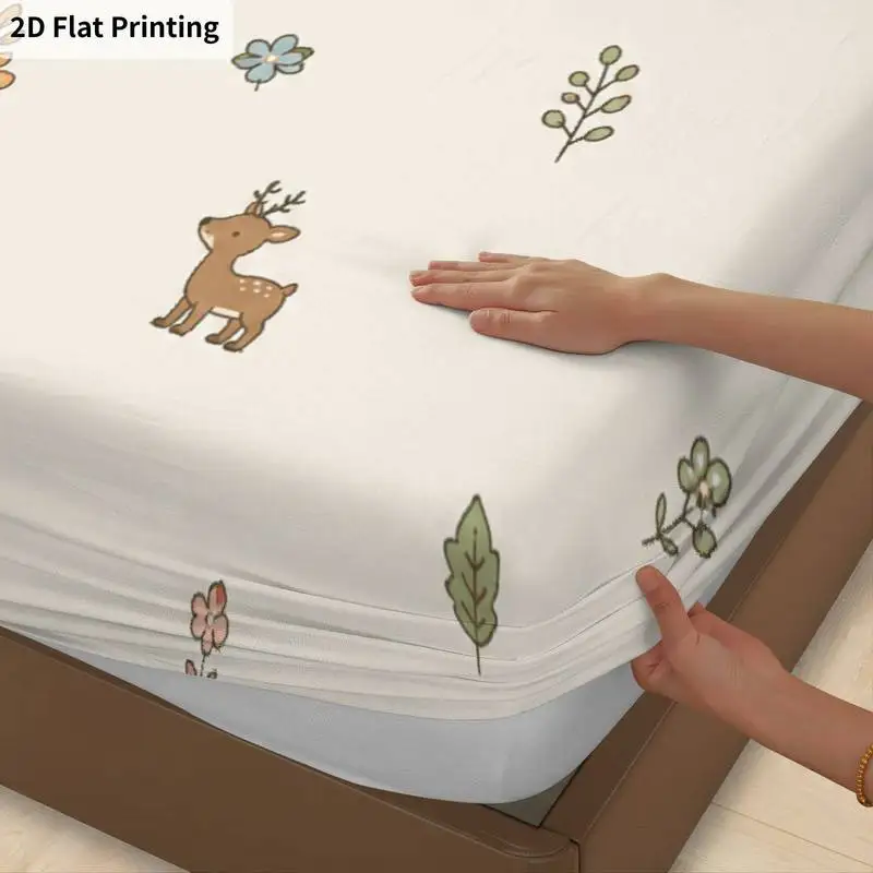 3Pcs Forestcreatures Fitted Sheet Three Piece Set (1*Fitted Sheet + 2*Pillowcases, Coreless), Bedding Set.