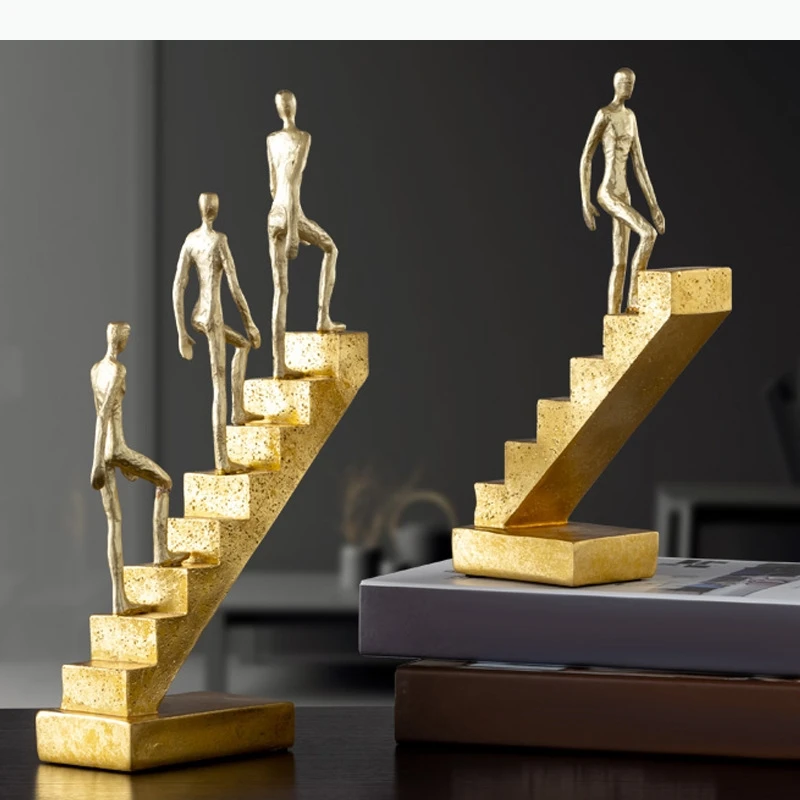 

Resin Handicraft Sculpture Staircase Ladder Man Abstract Decorative Figurines Room Decoration Accessories