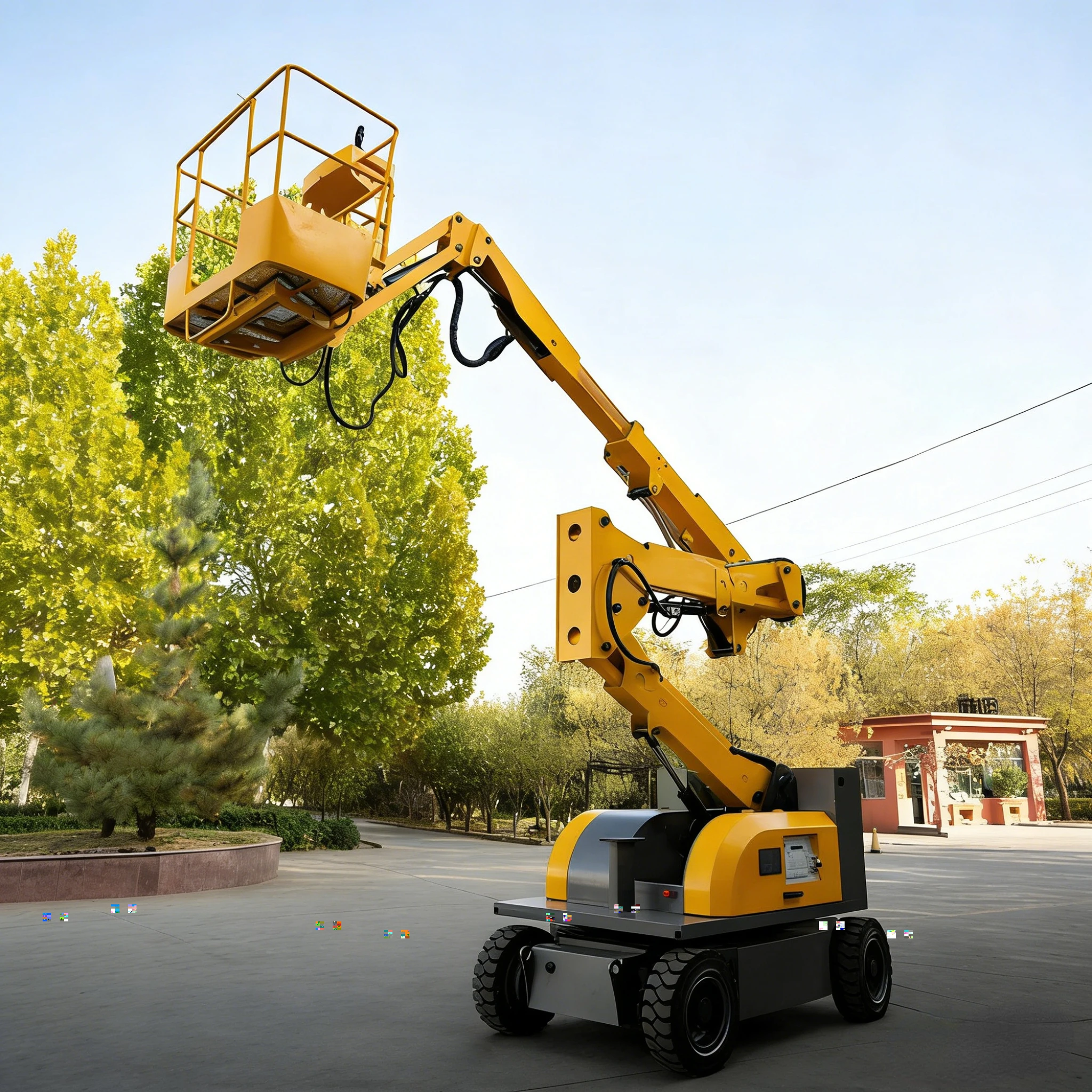 Customized 18m Fully Self - Propelled Towable Electric Curved Arm Boom Lift Man Basket Platform