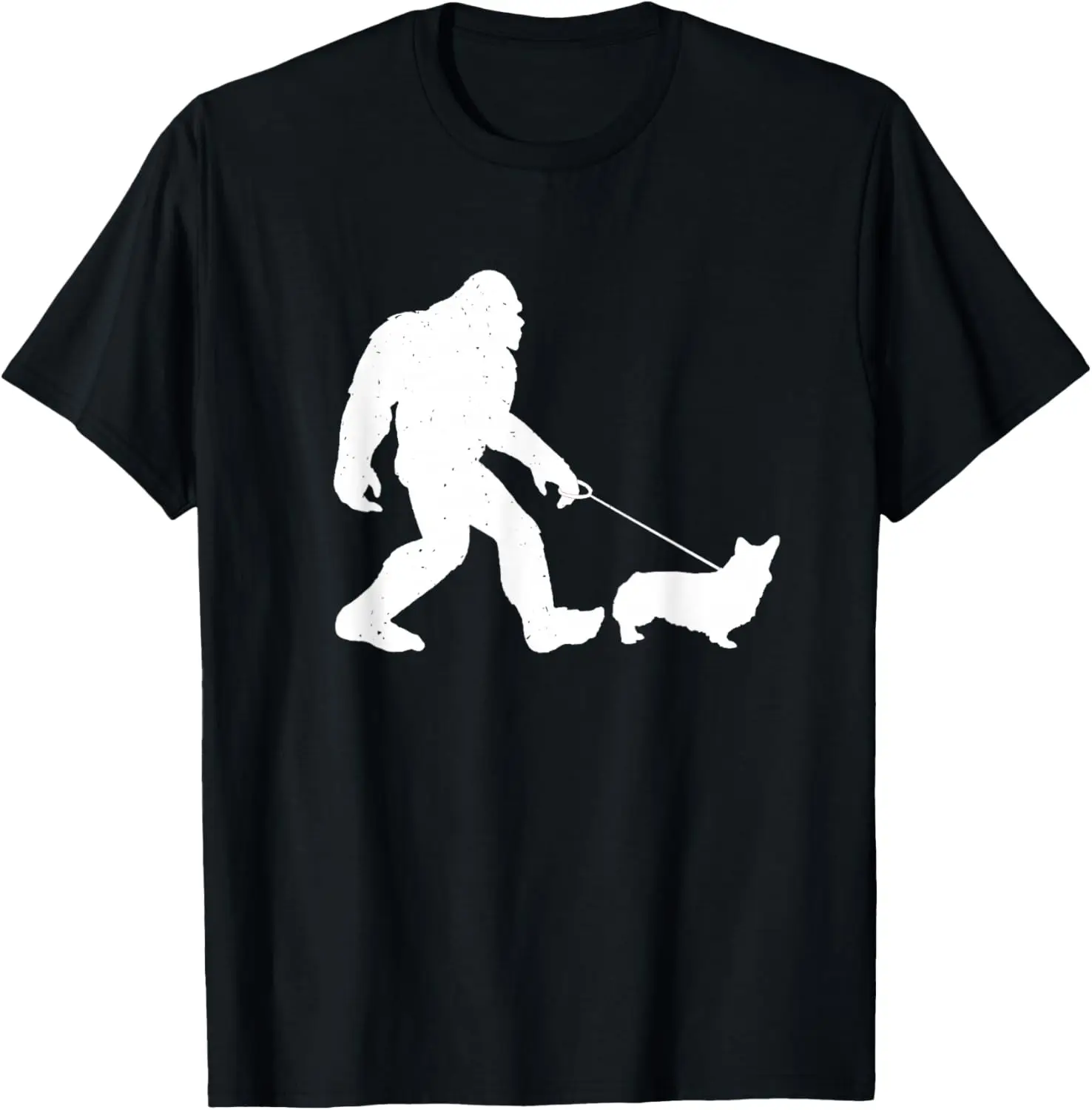 

Bigfoot Walking Corgi Dog Graphic Tee Funny Bigfoot Lover Gift Cotton Short Sleeve T-Shirt Unisex
