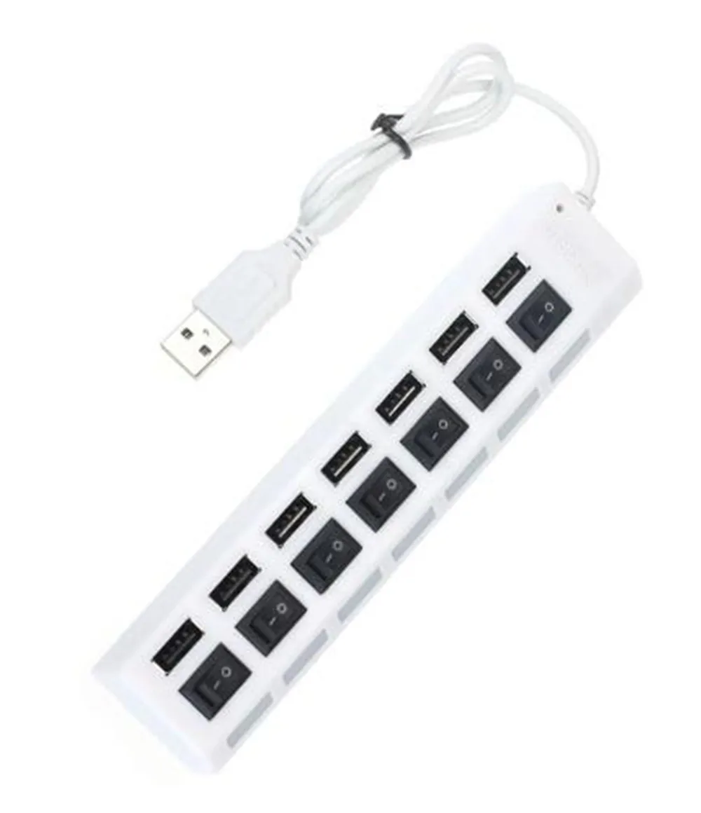 480Mbps USB USB 7-Port Splitter Adapter 2.0 Hub with On/Off Switch for PC Laptop Peripherals Accessories