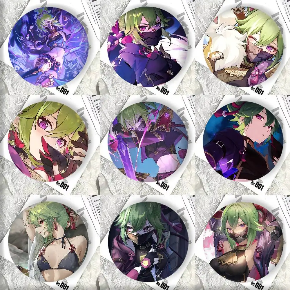 Game Genshin Impact Kuki Shinobu Round badge lapel pin backpack clothing jewelry accessories gift brooch