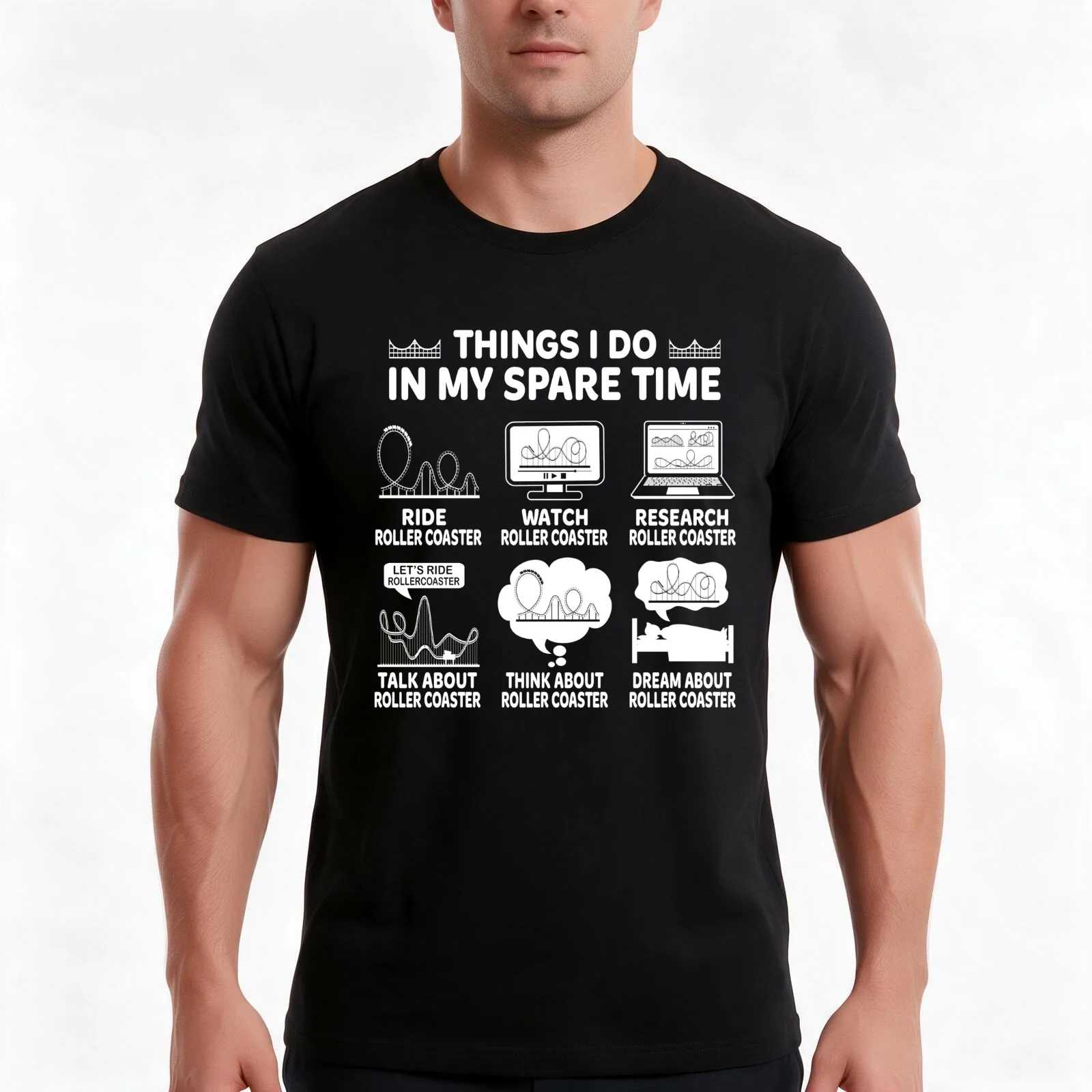 Things I Do In My Spare Time Rollercoaster Funny Roller Coaster Lover T-Shirt Summer Casual Cotton Tee Vintage Graphic Print
