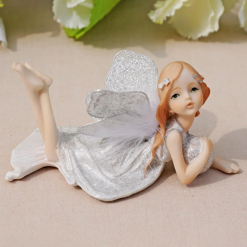 Home Decoration Girl Angel Ornament Flower Fairy Ornament Resin Crafts Desktop Home Car Carrying Decoration