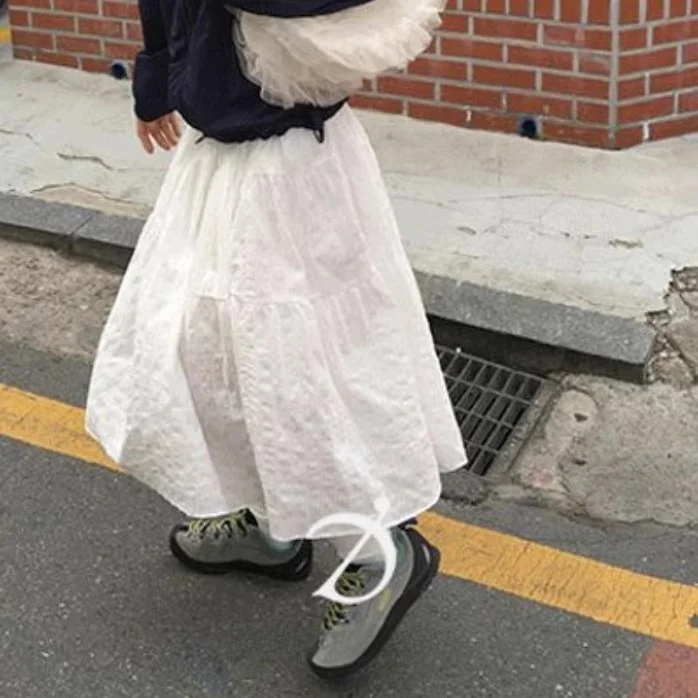 

Длинная юбка-миди с высокой талией, универсальная весна-лето, макси-юбка с высокой талией, повседневная плиссированная юбка из полиэстера, нейтральная юбка