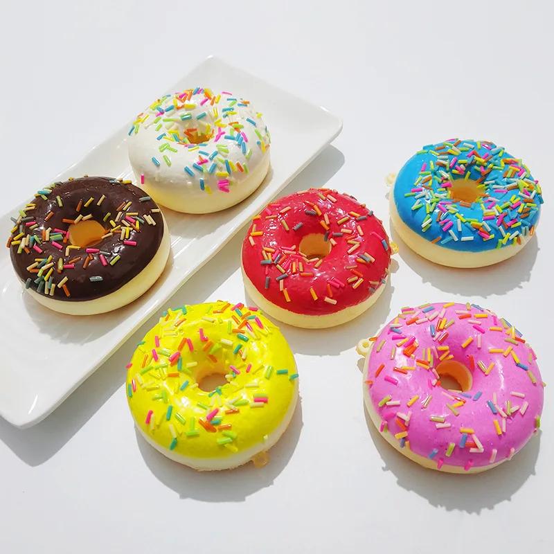 Simulation Donut PU Slow Rebound Toy Realistic Donuts Children Squeeze Stress Relief Toy Refrigerator Stickers Small Pendant