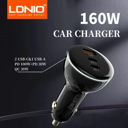 LDNIO 160W High Speed Car Charger Type Usb C Fast Charger For Mobile Phone/Laptop/Pad/Camera PD+QC 3 Port Quick Charging Adapter