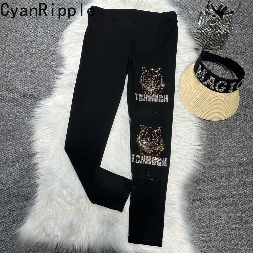 2026 New Spring Autumn Women High Waist Skinny Leggings Hot Diamonds Tiger Ankle-length Pencil Pants Fitness Yoga Slim Leggings — купить у AliExpress WW