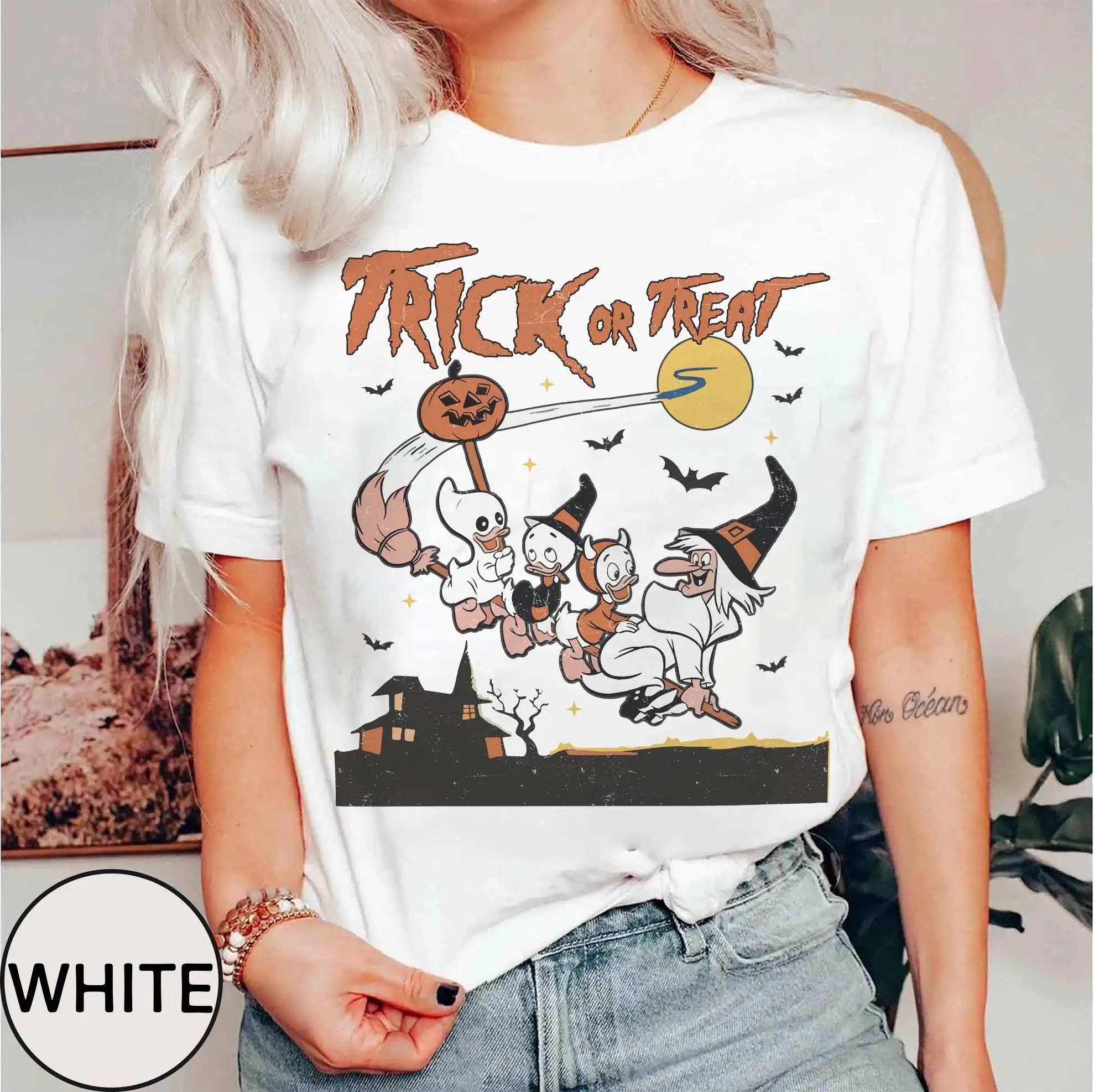 

Retro Huey Dewy Louie Witch Halloween Shirt Donald Duck Halloween Shirt Disney Spooky Vibes Disney Halloween Shirts