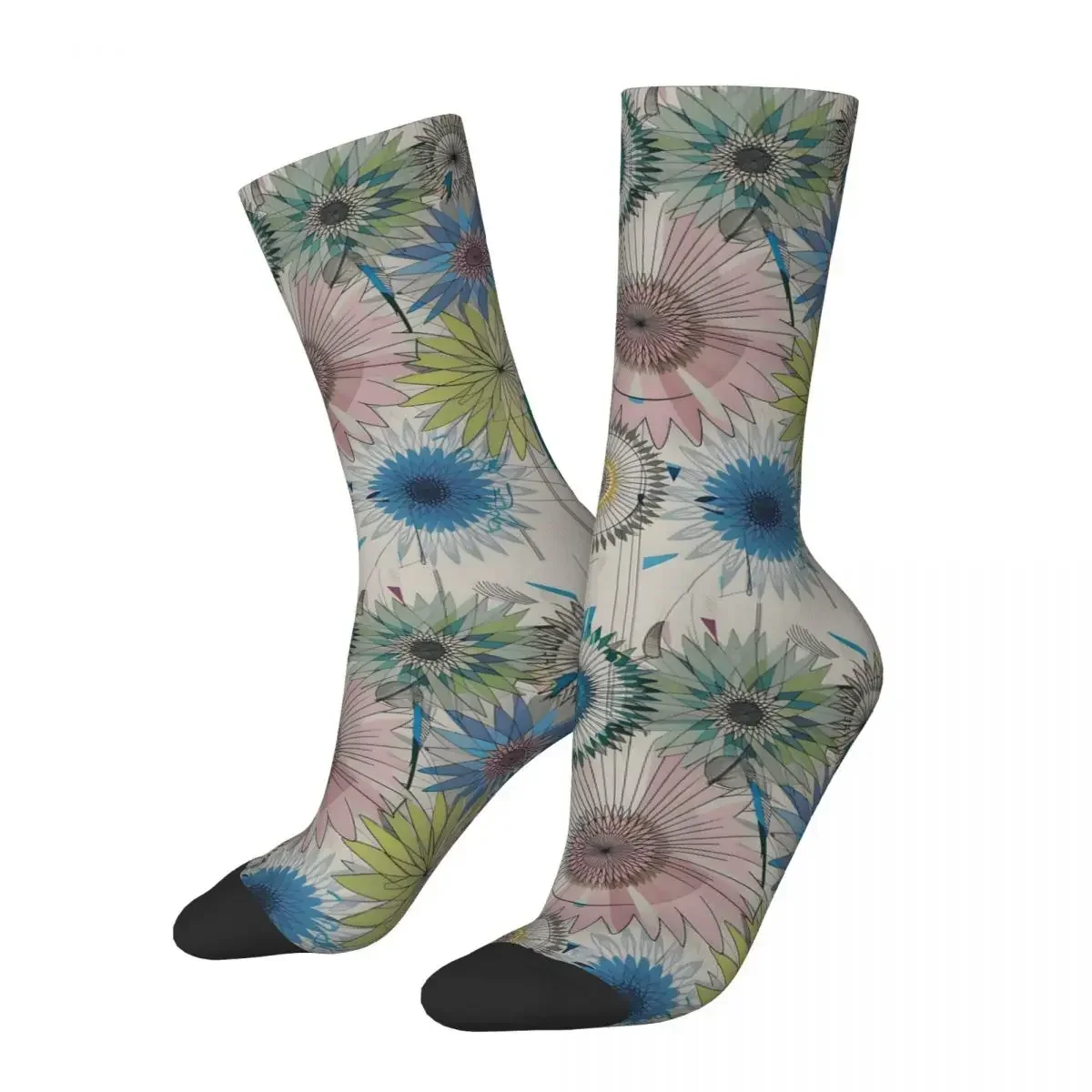 Vibrant Botanical Mosaic Exploring Geometric Florals Socks Super Soft Stockings All Season Long Socks for Woman Birthday Present