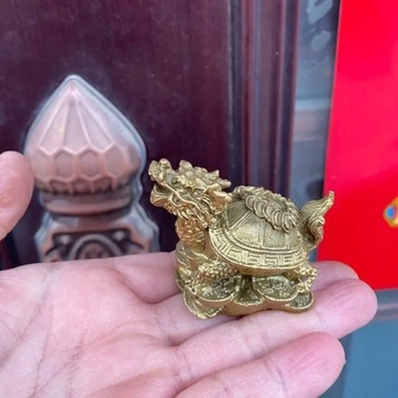 Brass Dragon Turtle, Brass Money Dragon Turtle Ornament, Dragon Head Turtle, Living Room Feng Shui Decoration
