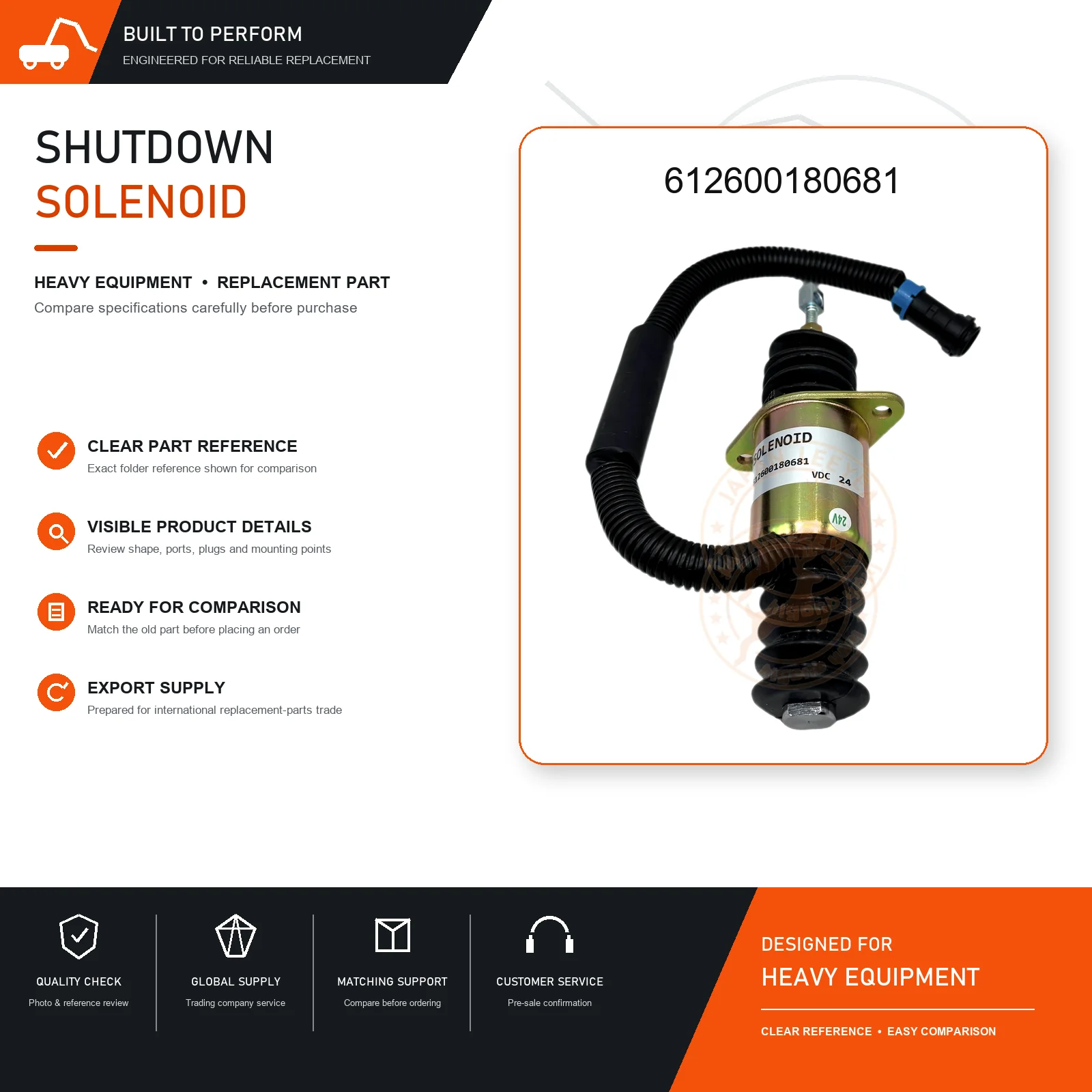 Fuel Shutoff Solenoid Valve 612600180681 Engine Stop Solenoid for Excavator Construction Machinery Replacement Part