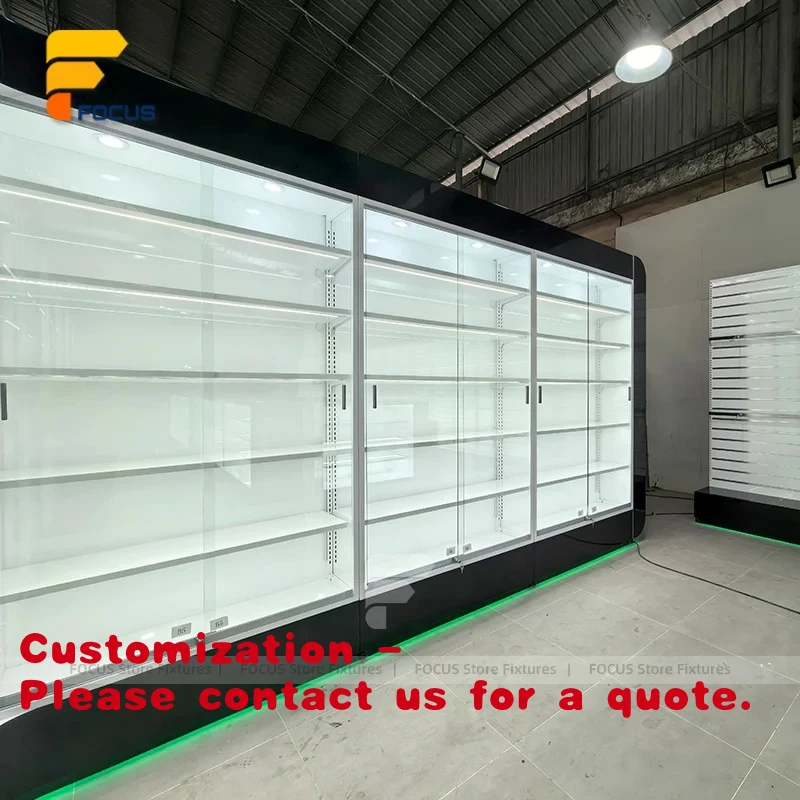 custom.Modern Custom Retail Shop Display Showcase Glass Front Display with LED Lighting