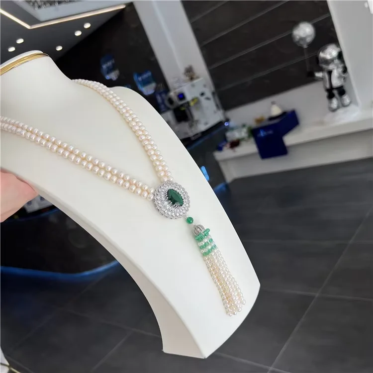 New natural freshwater pearl necklace with niche design long multi-layer tassel sweater necklace
