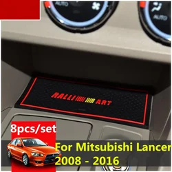 3D Rubber Mat Door Slot Pad Car Interir Anti Slip Mat For Mitsubishi Lancer 2008 - 2016 Ralliart EVO X Galant Fortis EX