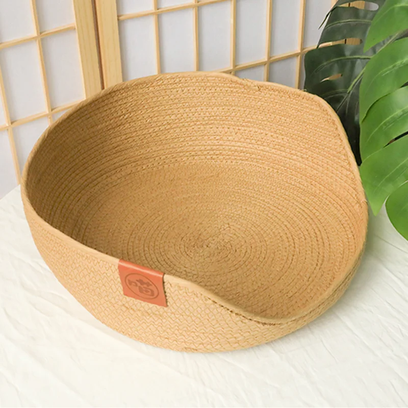 Hoopet Four Seasons Pet Bed Kennel for Cat Puppy Dog Beds Sofa Handmade Bamboo Weaving Cat Cozy Nest Pet Accessaries