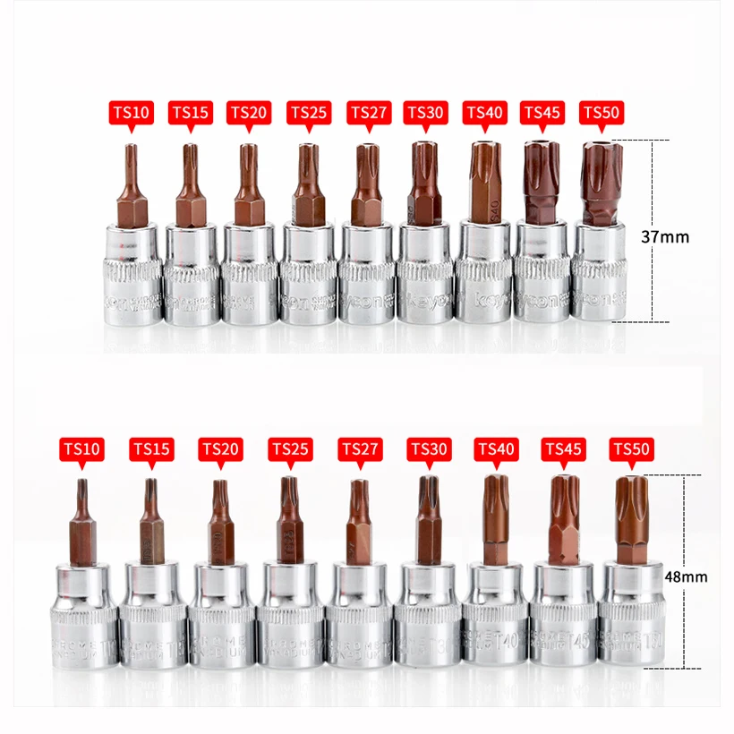 Torx T10-T50 스타 펜타로브 스크루드라이버 비트 소켓 세트, 1/4 인치 드라이브 소켓, 자동차 수공구 수리 키트, Cr-V 스틸 비트, 1PC