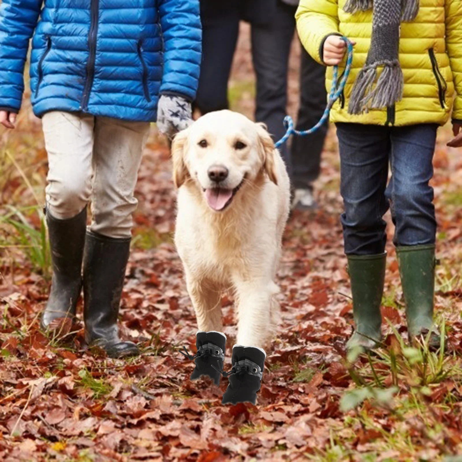 

4 Pcs Pet Shoe Covers Reflective Shoes Boots Non-slip Dog Cat Warm Puppy Velvet Outdoor Footwear Anti Skid