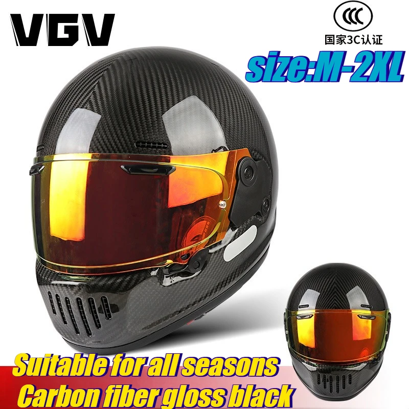 Carbon Fiber Motorcycle Helmet Personality Lightweight Retro Small Helmet Universal in All Seasons Men Women Full Helmets