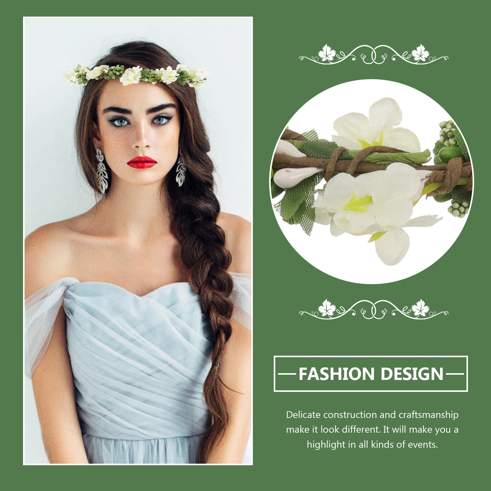 

Floral Headband Hair Accessories Wedding Flower Girl Crown Bridal Wreath Headwear Adjustable Floral Headdress Sweet Design Ideal