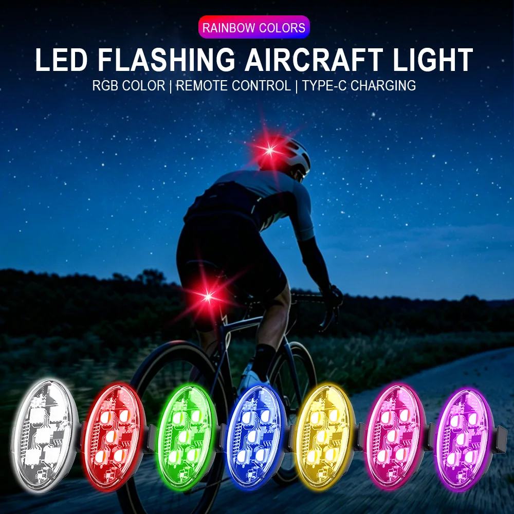 1/2in1 RGB Bicycle Helmet Led Light Rechargeable Safety Taillight Bike Motorcycles Accessories Helmet Moto USB Helmet Light