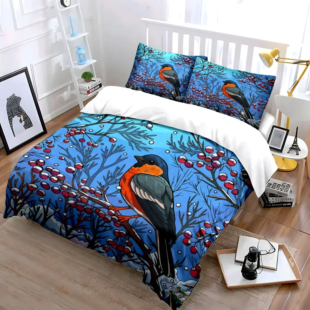

Winter Bird Decorative Set Soft Comfortable Duvet Cover Bedding Set Included 1*Duvet Cover & 2*Pillowcases, gift