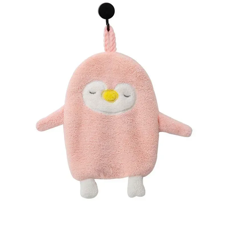Small Penguin Wipe Hand Towel Hand Towel Kitchen Bathroom Draped Coral Velvet Cartoon Hand Towel Animal Thickening Absorbent