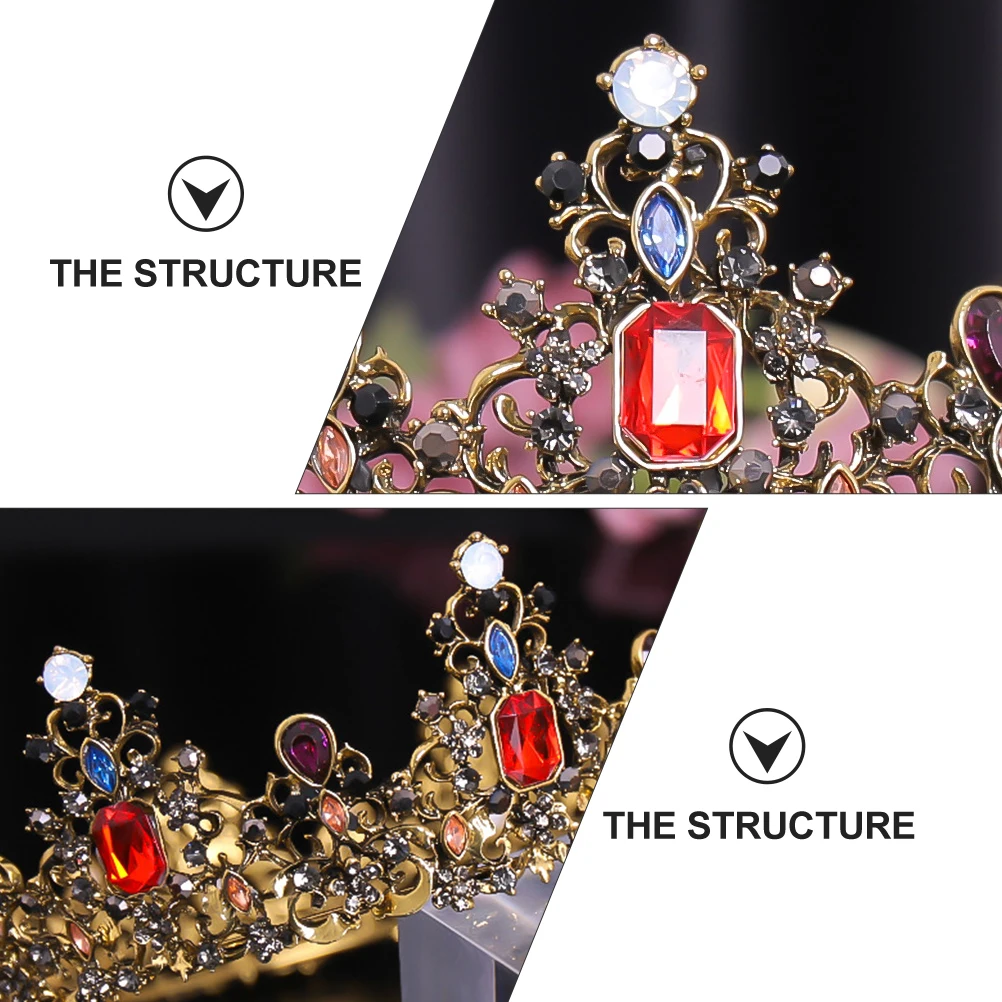 

1 шт., корона в стиле барокко, ретро, стразы, тиара, свадебный декор для волос, элегантная корона из цинкового сплава, аксессуар для вечеринки, головной убор