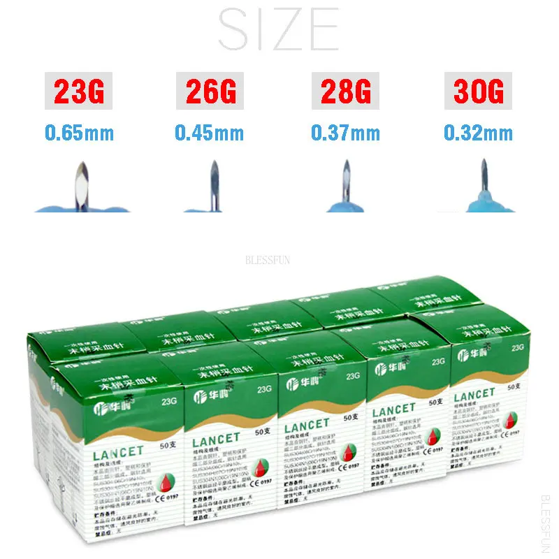 500 (10 Boxes) spine stick use for needles pen disposable sterile drain blood spilled lancet Needles dedicated 23G 26G 28G 30G