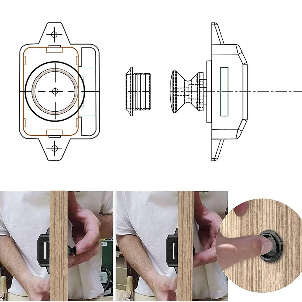 YTOM Push Button Catch Lock RV Caravan Boat Camper Motorhome Cabinet Drawer Latch Button Locks For Furniture Hardware