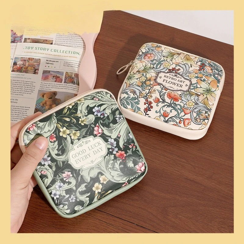 

Van Gogh Print Sanitary Pads Cosmetics Bag,Cute Small Travel Toiletry Pouch for Women Girls Makeup Accessories Organizer Storage