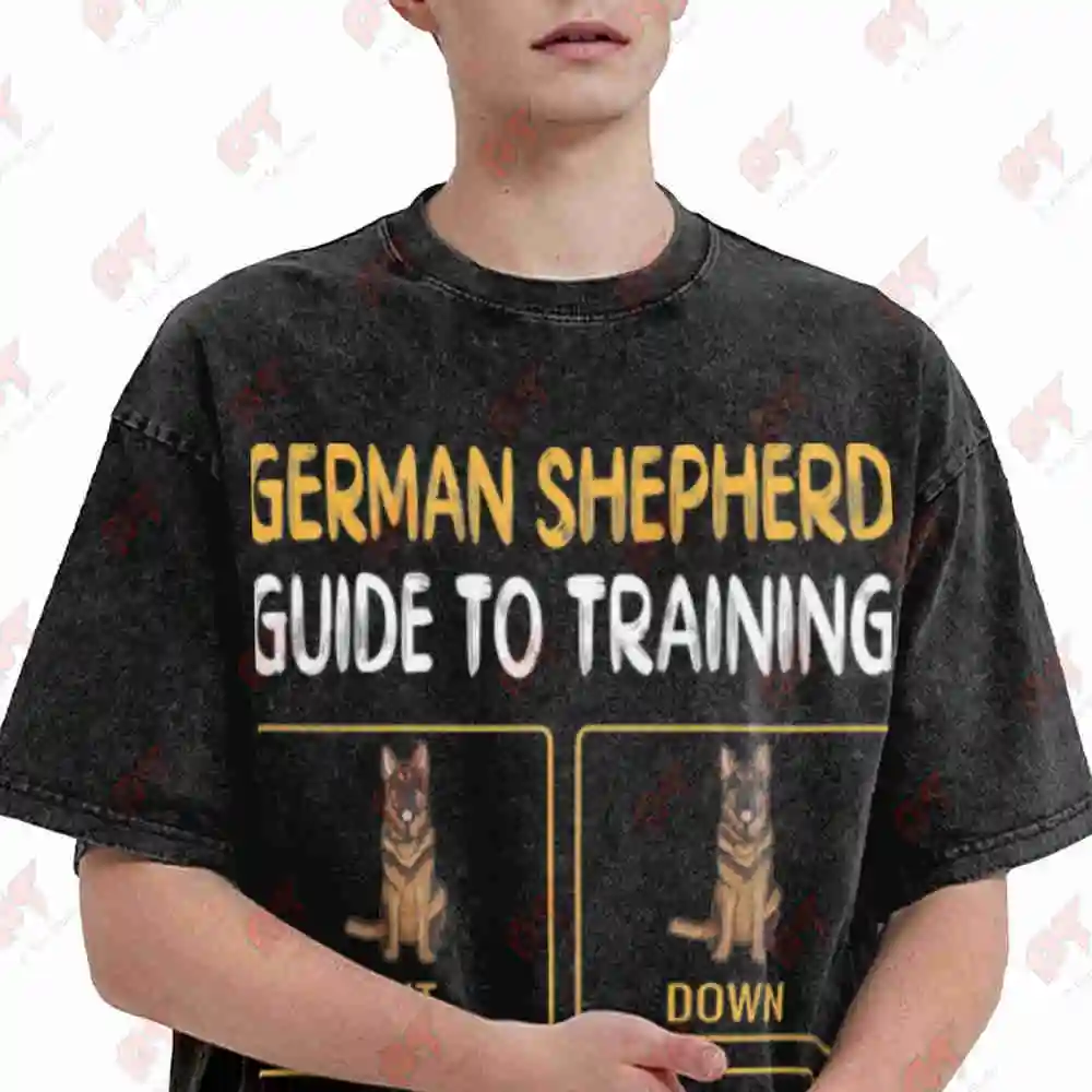 German Shepherd Obedience Guide To Training Dog Trainer Vintage Washed Tee Pure Cotton T-Shirt